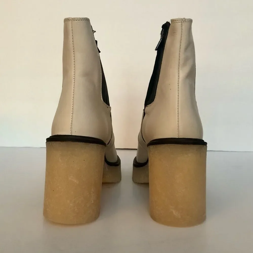 Free People James Chelsea Boots Platform White Leather NIB Size 36 Chunky